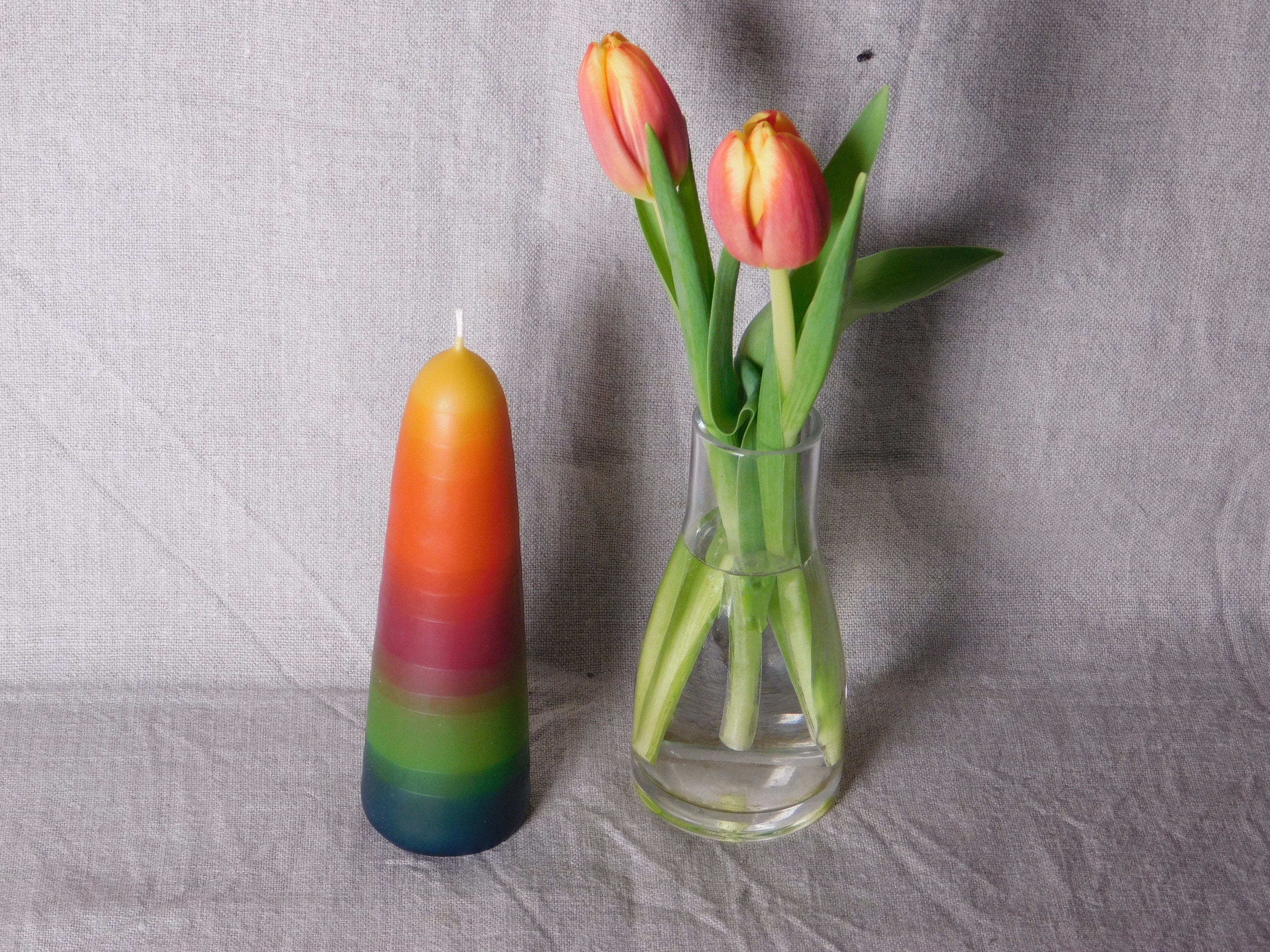 Bougie Colorée en 100% Cire d'abeille, Bougie Arc-En-Ciel