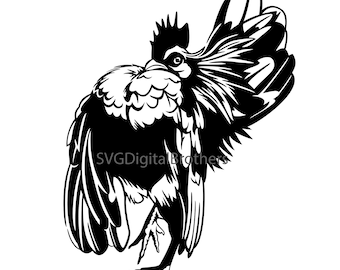 Gallo Serama SVG, Gallo Svg, Granja de pollo, Silueta, Vector, Clip Art, Imágenes para archivos de corte, Dxf, Png, Eps