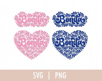 Corazón de Talavera SVG, Talavera Mexicana SVG, Bonita SVG, Archivos de corte para Cricut, PNG, COD059