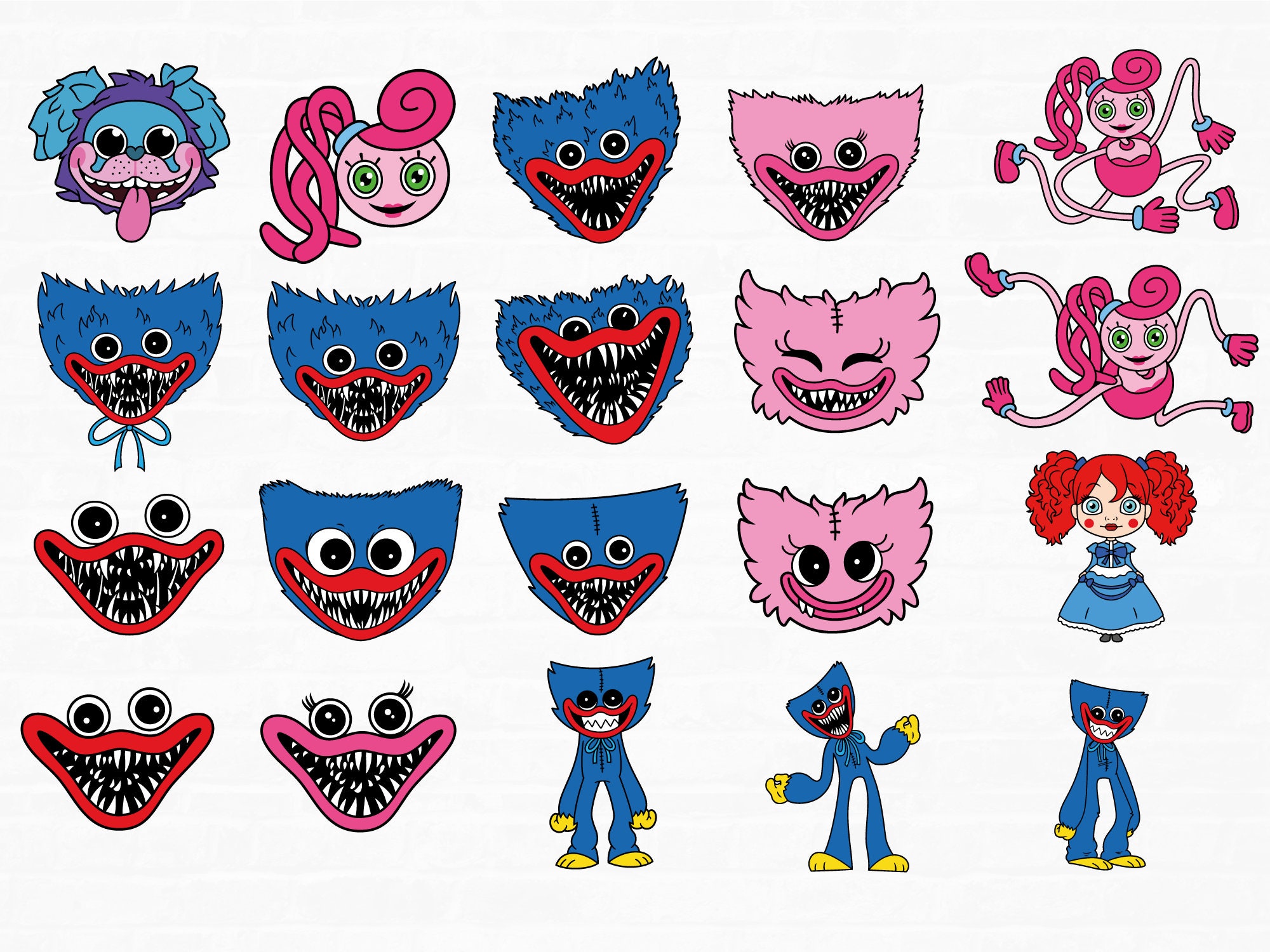 Poppy Playtime / Project Playtime Huggy Wuggy SET of 6 EMOTES 