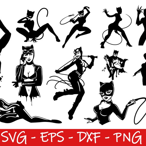 Catwoman-Svg, Gatubela-Svg, geschnittene Dateien für Cricut Silhouette, Dxf, Png, Eps