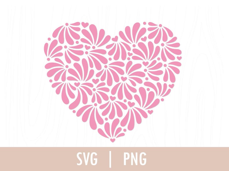 May include: A pink heart-shaped design made up of small pink flower-like shapes. The design is perfect for Valentine's Day or any occasion where you want to express love.