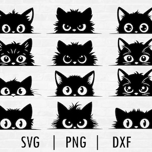 Paquete SVG de gato que mira, silueta de gato, Svg de mirada, archivos de corte para Cricut y Silhouette, Svg, Png, Dxf