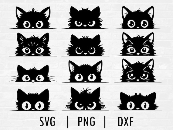 Peeking Cat SVG Pack, Cat Silhouette, Peeking Svg, Cut Files for Cricut & Silhouette, Svg, Png, Dxf