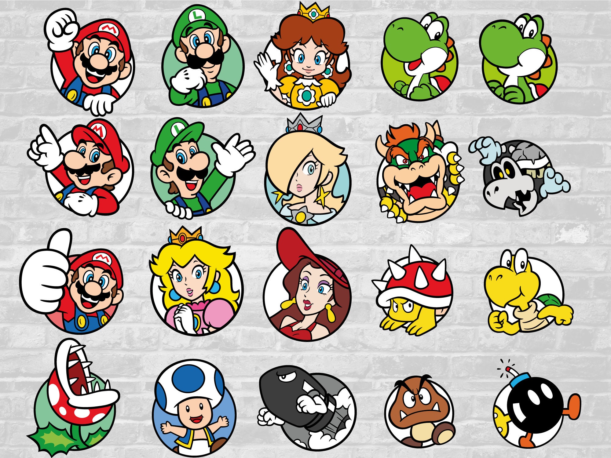 Super Mario Svg Yoshi Svg Princess Peach Svg Bowser Cut Etsy