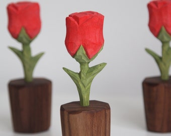 Hand-carved wooden rose, Valentine's Day Gift, Gift for her