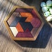 Wooden Hexagon Tangram Jigsaw Puzzles| Wooden Family Games| Open-ended Brain Puzzle Game| Tangram Puzzle Game for children and adult 