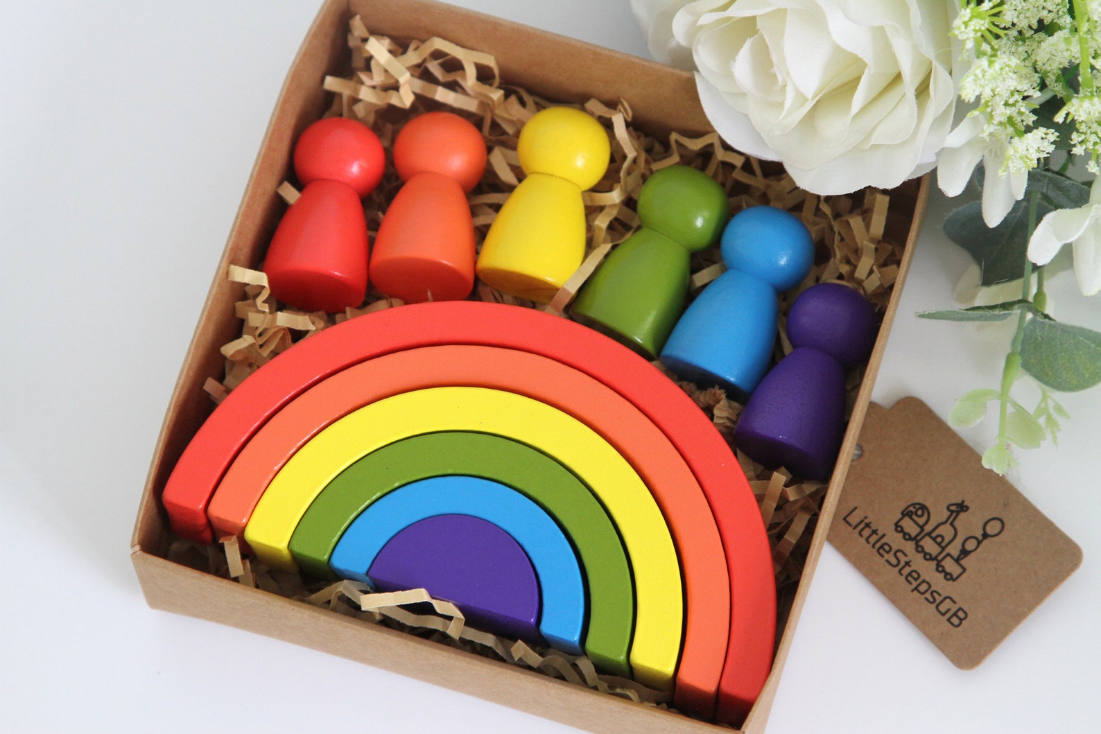 Rainbow Stacking Toys With Peg Dolls Wooden Stacker Nesting Etsy UK