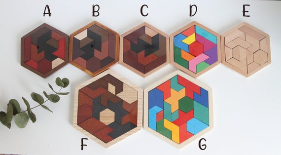 Hexagon 10 Wood Puzzle for Kids 