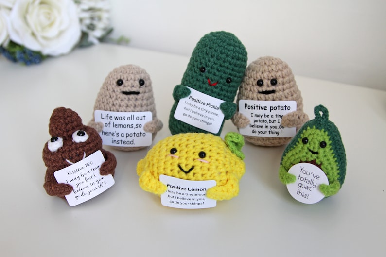 Brighten your day gifts, Crochet ornaments fruits and vegetables, Emotional support amigurumi gifts image 9