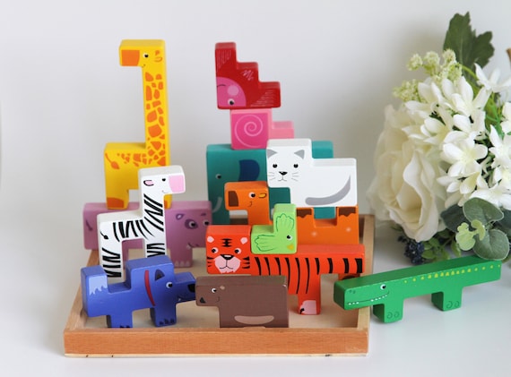 Creative Wooden Animal Building Blocks Puzzle Set for Kids
