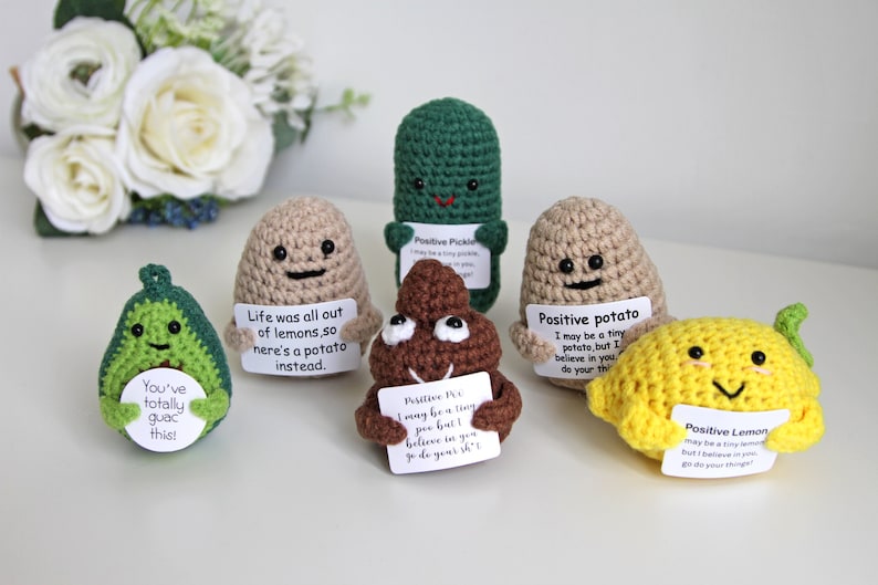 Brighten your day gifts, Crochet ornaments fruits and vegetables, Emotional support amigurumi gifts image 1
