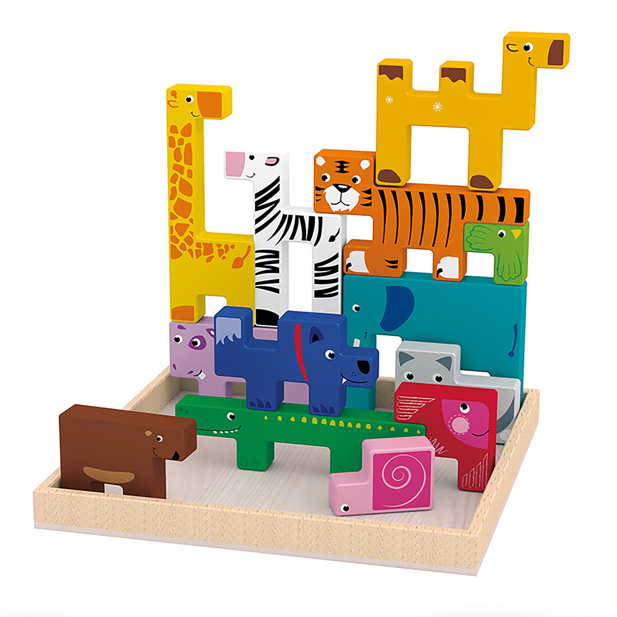 Creative Wooden Animal Building Blocks Puzzle Set for Kids