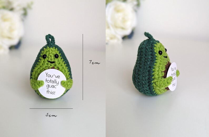 Brighten your day gifts, Crochet ornaments fruits and vegetables, Emotional support amigurumi gifts Avocado