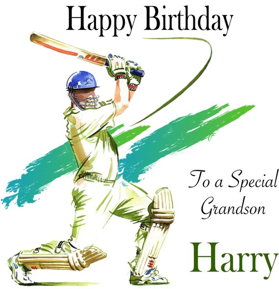 Personalised Cricket Birthday Card son Grandson Brother Uncle Etsy UK