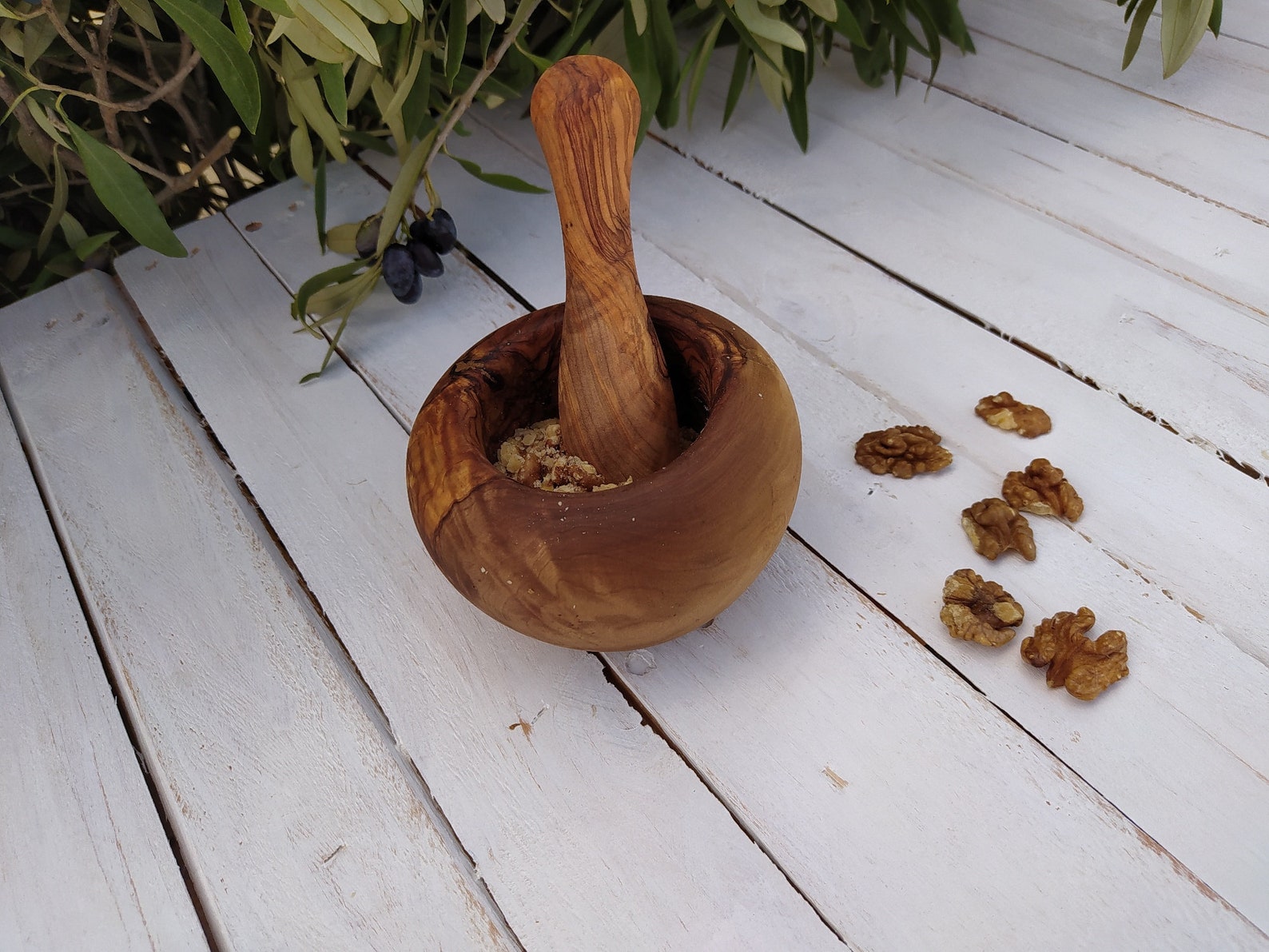 Wooden Mortar and Pestle Made of Greek Olive Tree Etsy