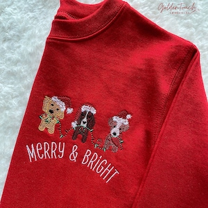 Kids Embroidered Christmas Sweatshirt / Christmas Sweatshirt / Christmas Dog Sweatshirt /Toddler Christmas Sweatshirt / Kids Christmas Shirt
