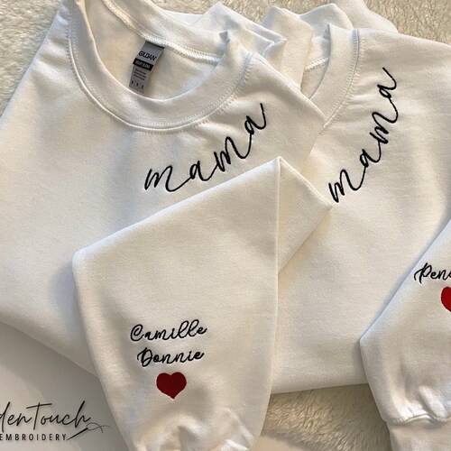 Custom Mama Embroidered Sweatshirt With Kids Names