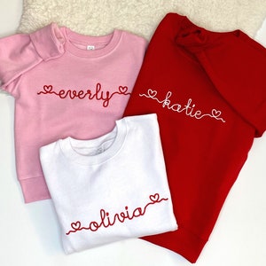 Embroidered Valentine&#39;s Sweatshirt / Monogram Valentines Shirt / Valentine&#39;s Day Shirt / Kids Valentines Shirt / Custom Valentines Shirt