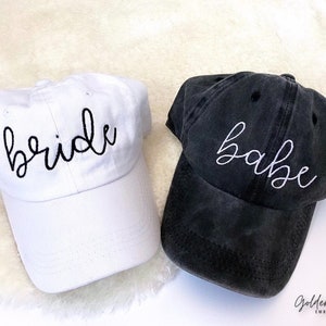 Bride Hat / Bride Baseball Hat / Bride Dad Hat / Embroidered Dad Hat / Babe Hat / Bachelorette Party Hats / Bridal Party Hats / Babe Dad Hat