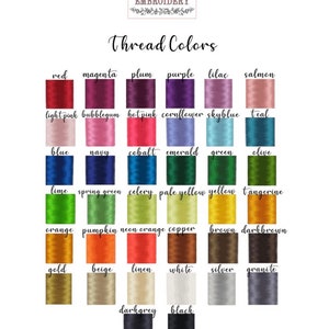K&ouml;nnte beinhalten: Eine Farbkarte mit Garnfarben f&uuml;r Stickereien, mit Namen f&uuml;r jede Farbe, darunter Rot, Magenta, Pflaume, Lila, Flieder, Lachs, Hellrosa, Kaugummi, Pink, Kornblume, Himmelblau, T&uuml;rkis, Blau, Marine, Kobalt, Smaragd, Gr&uuml;n, Oliv, Limette, Fr&uuml;hlingsgr&uuml;n, Sellerie, Hellgelb, Gelb, Mandarine, Orange, K&uuml;rbis, Neonorange, Kupfer, Braun, Dunkelbraun, Gold, Beige, Leinen, Wei&szlig;, Silber, Granit, Dunkelgrau und Schwarz.