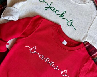 Toddler Embroidered Christmas Tree Sweatshirt / Kids Christmas Shirt / Monogram Christmas Shirt / Custom Christmas Shirt