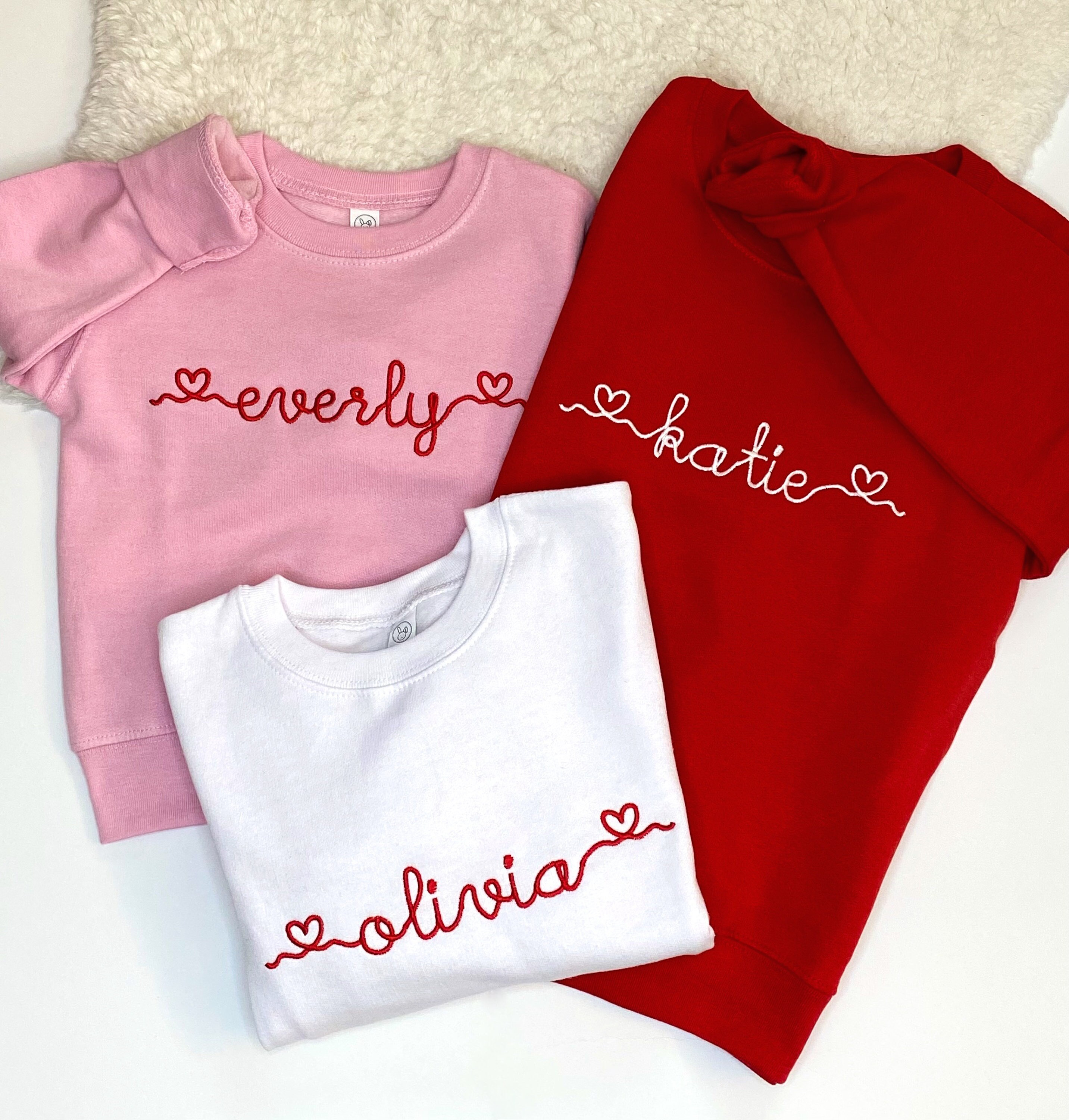 Embroidered Valentine&#39;s Sweatshirt / Monogram Valentines Shirt / Valentine&#39;s Day Shirt / Kids Valentines Shirt / Custom Valentines Shirt