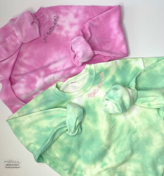Custom Tie Dye Embroidered Sweatshirt Crewneck Sweatshirt Tie Dye Custom Name Embroidery Sweatshirt Sweatshirt Name Collar Tie Dye Etsy
