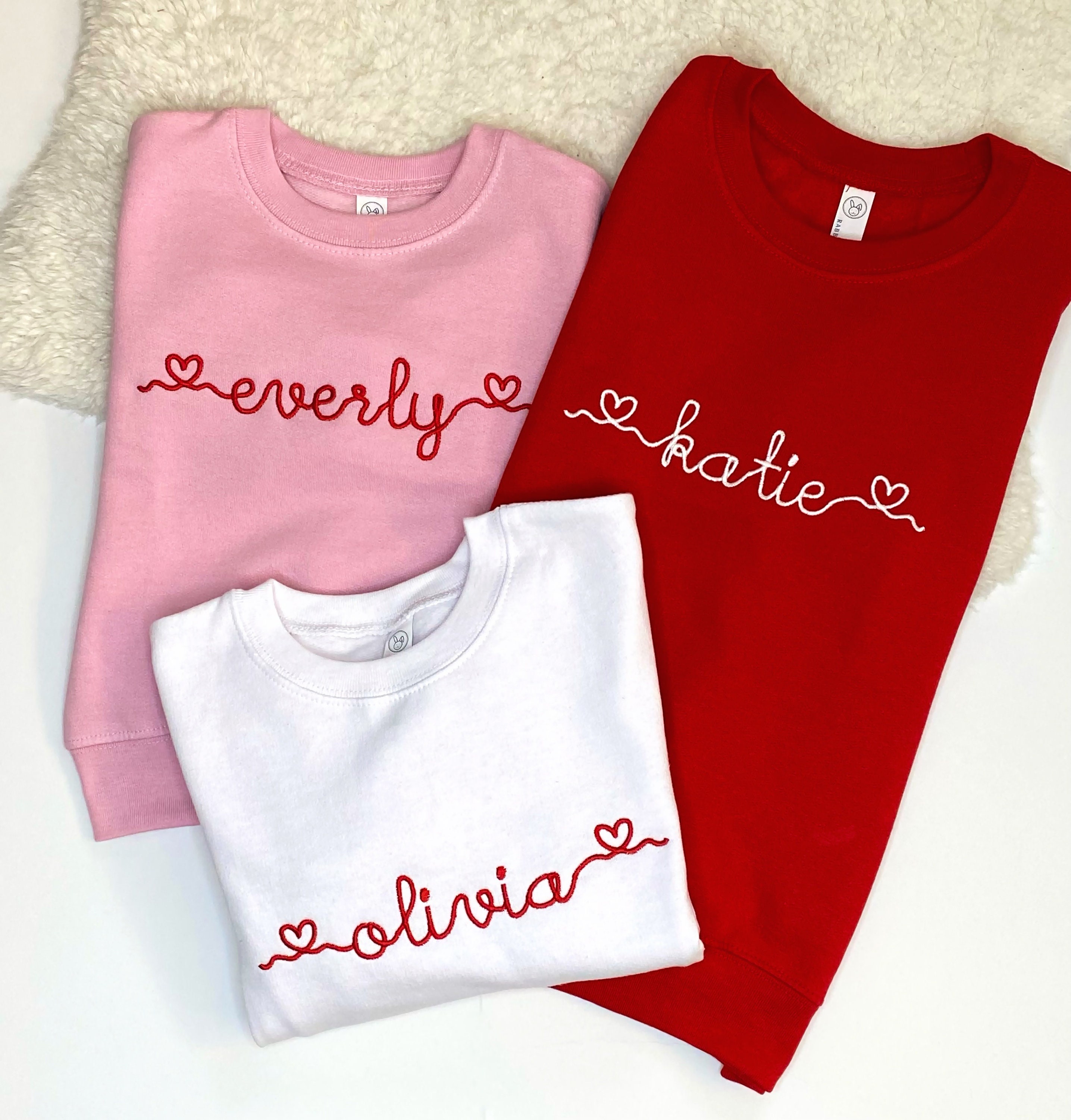 Embroidered Valentine&#39;s Sweatshirt / Monogram Valentines Shirt / Valentine&#39;s Day Shirt / Kids Valentines Shirt / Custom Valentines Shirt