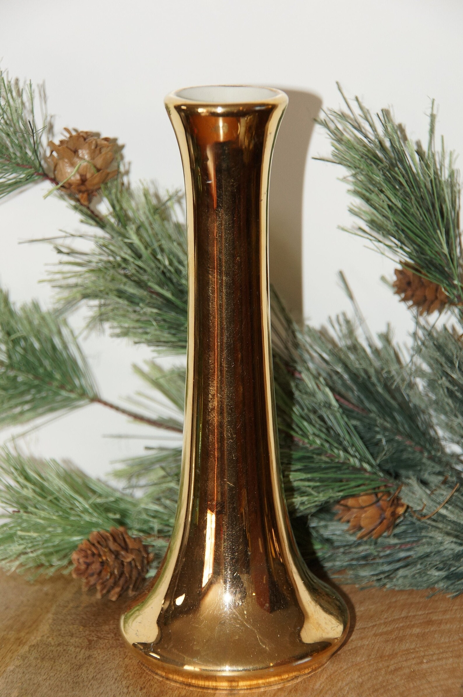 Vintage Mid Century Metallic Gold Bud Vase by Hall Etsy