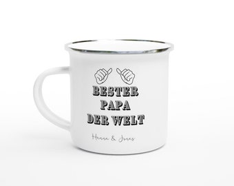 Personalisierte Emaille Tasse - Geschenk für Papa