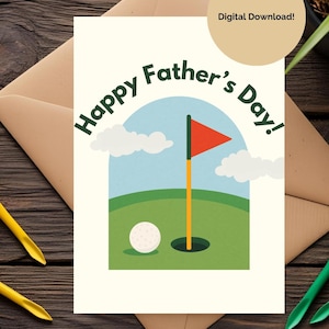 Tarjeta de golf divertida para el Día del Padre / Papá golfista / Descarga digital imprimible / Tarjeta con dibujos de pelotas de golf / Descarga instantánea