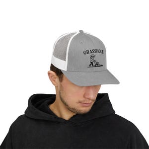 Snapback Trucker Cap - Funny &quot;Grasshole&quot; Dad Hat for Fathers Day Lawn Care, Gift for Lawn Enthusiast, Gardener Baseball Style Cap, Outdoor