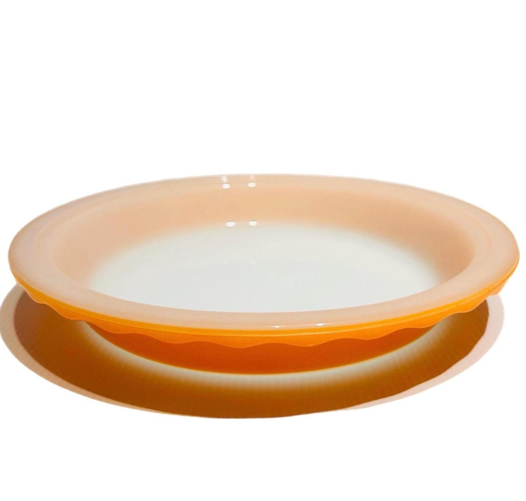 Retro Orange Pie Dish - Crown Pyrex – 23 Cm Scalloped Milk Glass – Made ...