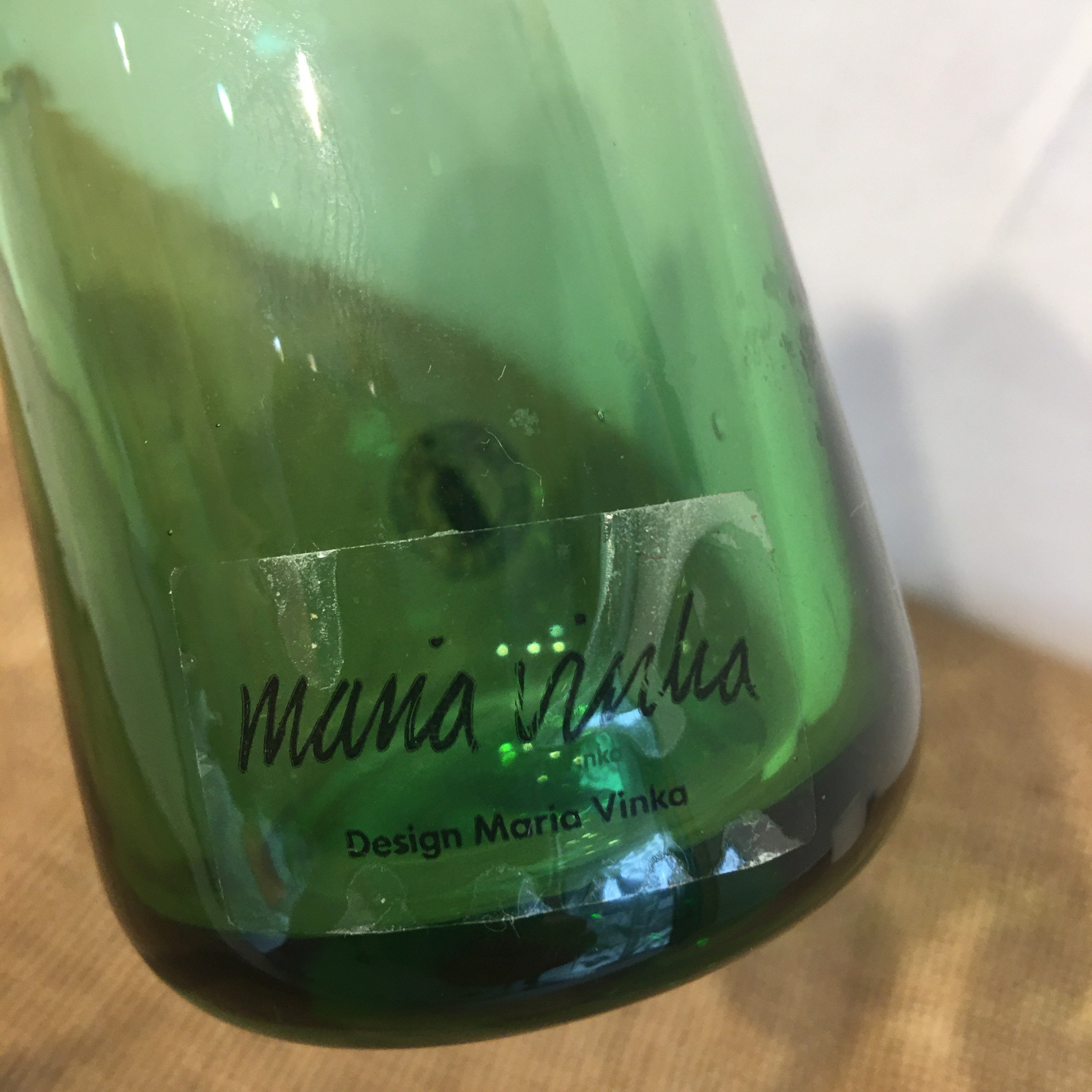 Beautiful Handmade Green Glass Vase by Maria Vinka. Vintage Etsy