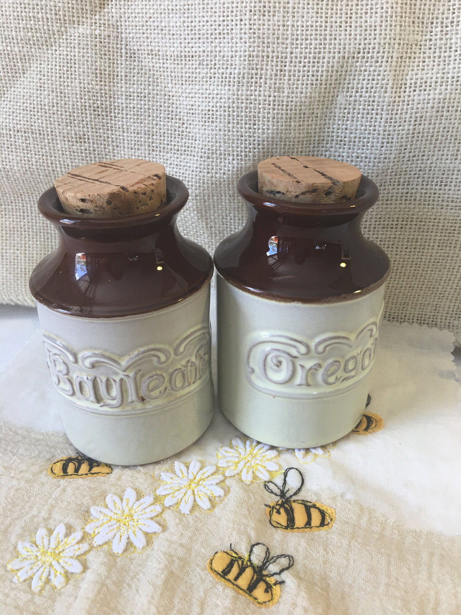 Ceramic Spice Jars made in Japan by Countryfair with cork lids Etsy