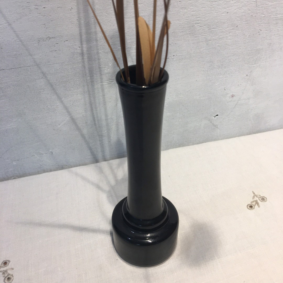 Vintage Black Glass Bud Stem Vase Made in Germany. Home Etsy