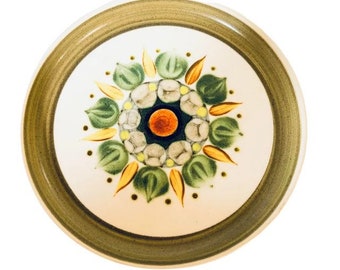 Vintage Round Dinner Plate, Langley Denby Sherwood, made in England. 25.5 cm x 3 cm. Harvest Colours. Mid Century Australia.