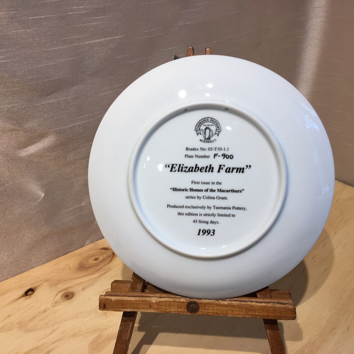Tasmania Pottery Elizabeth Farm vintage Bradex Display Plate Etsy