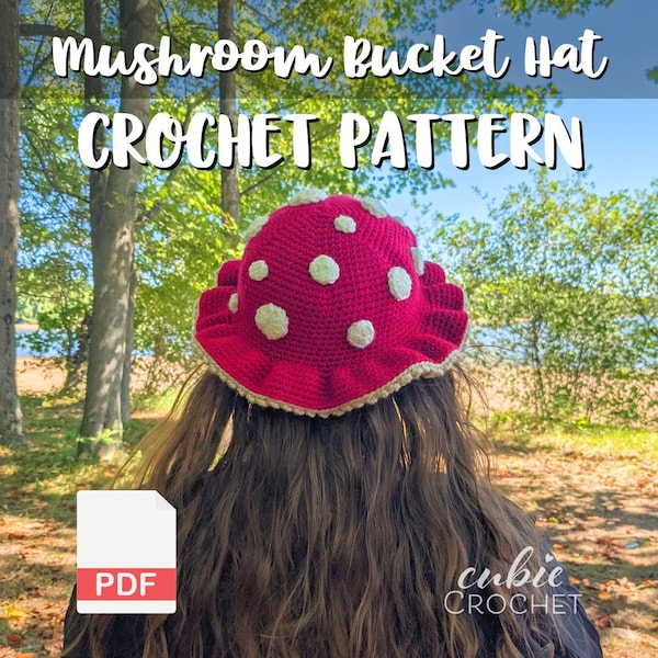 Mushroom Bucket Hat Crochet Pattern PDF | Instructions ONLY | Ruffled Mushroom Bucket Hat | Cottagecore Crochet Pattern