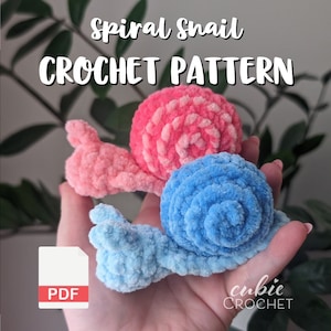 Spiral Snail Crochet Pattern PDF | Crochet Snail Plushie Pattern with Customizable Shell | Make your own snail plushies | Amigurumi Pattern