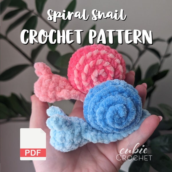 Spiral Snail Crochet Pattern PDF | Crochet Snail Plushie Pattern with Customizable Shell | Make your own snail plushies | Amigurumi Pattern