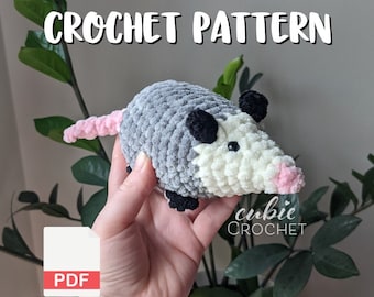 No Sew Opossum Crochet Pattern PDF | Instructions ONLY | Make your own Crochet Opossum Plushies