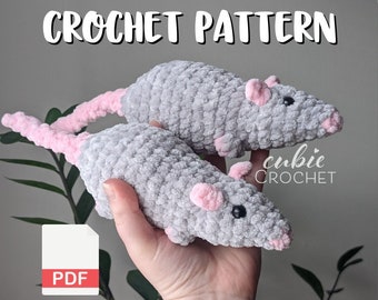 Patrón de crochet de rata sin coser PDF / SÓLO instrucciones / Haz tus propios peluches de rata de crochet