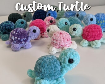 Custom Crochet Turtle Plushie | Choose your own Colors for a Small Soft Turtle Friend | Made to Order Plushie