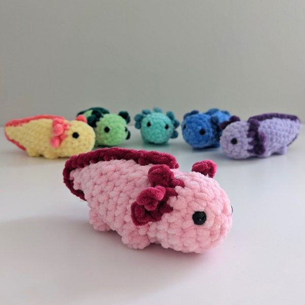 Crochet Axolotl Plushie | Crochet Salamander | Small Aquatic Animal Crochet Plushies, Crochet Amphibian Plushies, Small Handmade Plushies
