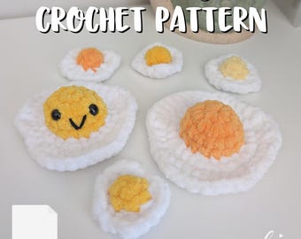 No Sew Fried Eggs Crochet Pattern PDF 2 Sizes | Instructions ONLY