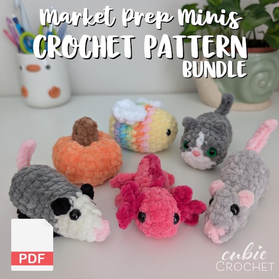 Market Prep Minis Crochet Pattern PDF Bundle | 6 Patterns: Rat