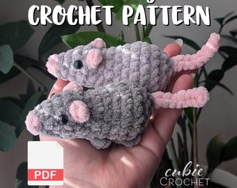No Sew Baby Rat Crochet Pattern PDF | Instructions ONLY | Make your own Mini Crochet Rat Plushies