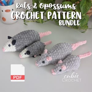 Rats & Opossums Crochet Pattern PDF Bundle | 4 No-Sew Crochet Patterns | Instructions ONLY | Make your own rat and opossum + babies plushies